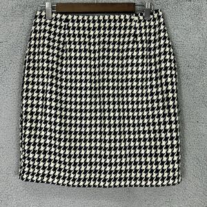 Hugo Buscati Mini‎ Skirt Women 10 Black Houndstooth Vintage Preppy Academia